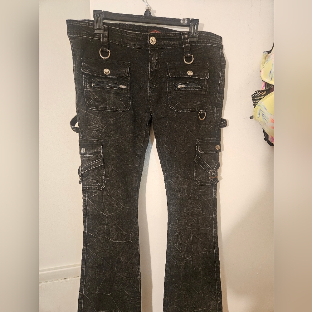 iRE Fashion Black Flare Cargo Jeans